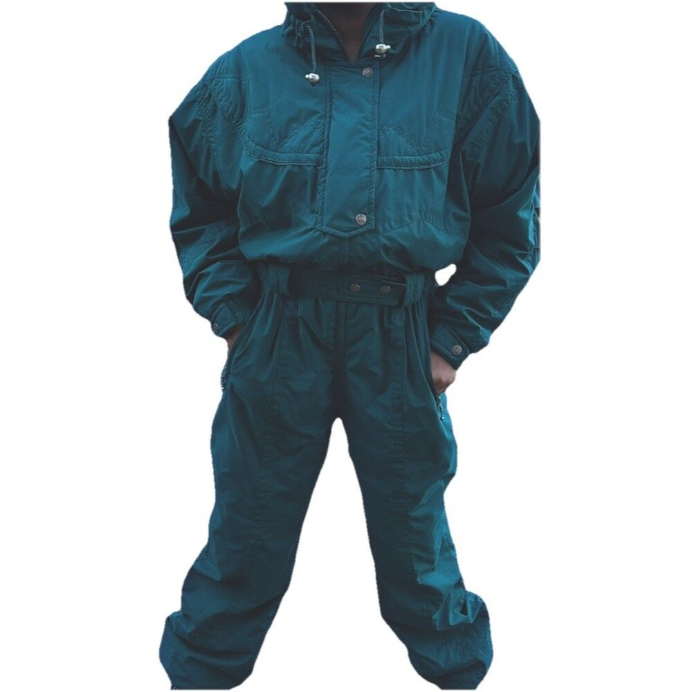 Vintage Boulder Gear Womens 14 Teal Insulated Ski Suit One Piece Snowsuit Belted